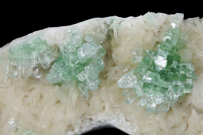 Green Apophyllite Flowers on Peach Stilbite - India #102343